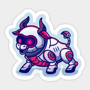 Cute Bull Robot Cartoon Sticker